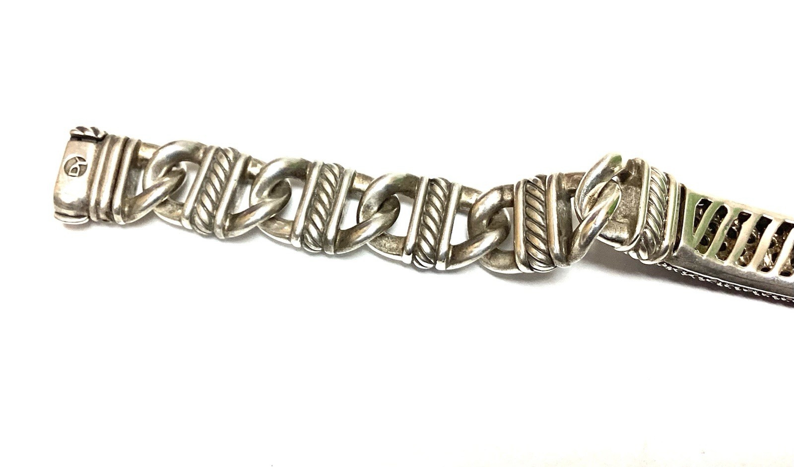 David Yurman ID Madison 8 1/4” Bracelet Black Diamond Sterling Silver 61.0g
