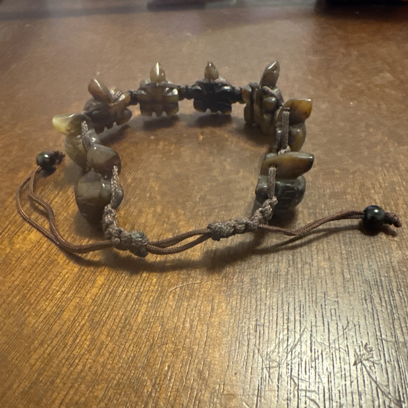 Hand Carved Adjustable Turtle Bracelet-Adjusts 7-9”