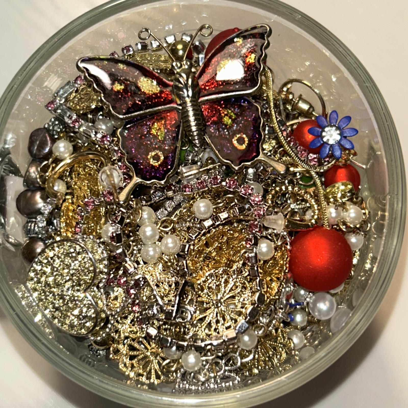 Curated All Dainty Mystery Jewelry In Vintage Starbucks Mug 3.75” All Wearable