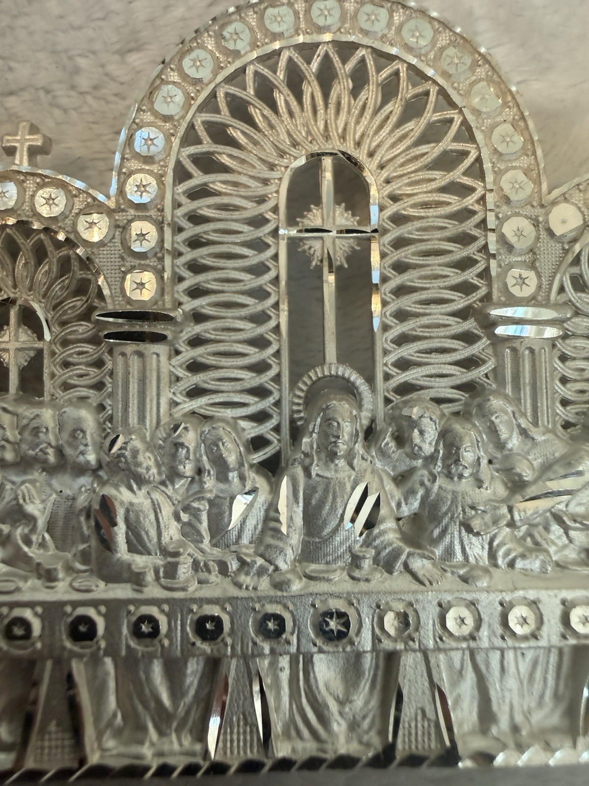 Last Supper Pendant .925 Sterling Silver Big Diamond Cut 40 Grams
