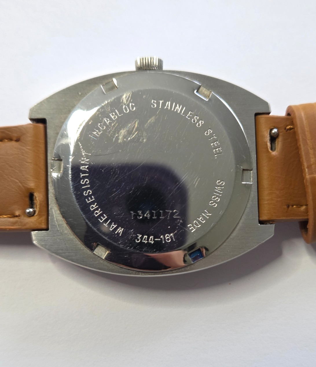 NOS Glycine Hight Frecuency Automatic Watch Vintage Mens Blue Fractured glass