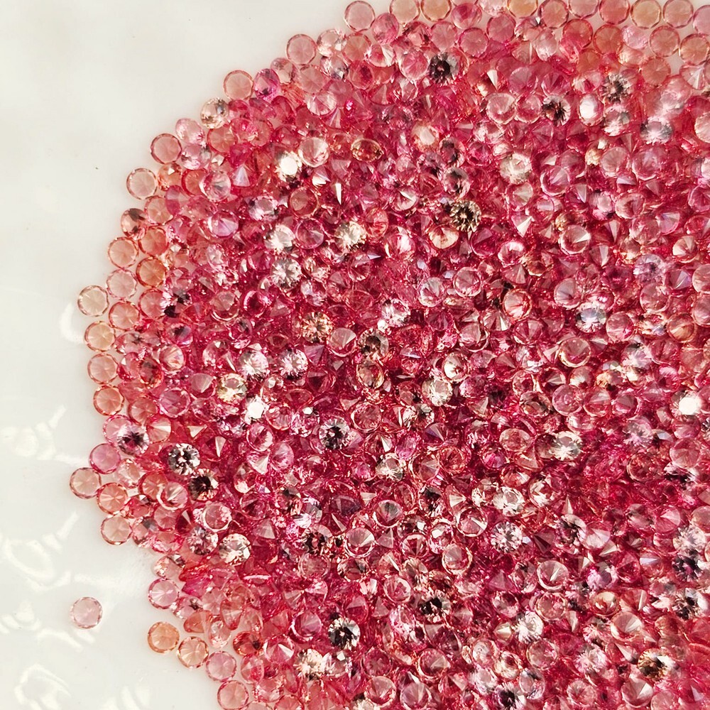 1.3mm ROUND 80PCS DIAMOND CUT NATURAL Peach Orange SAPPHIRE LOOSE GEMSTONE VVS