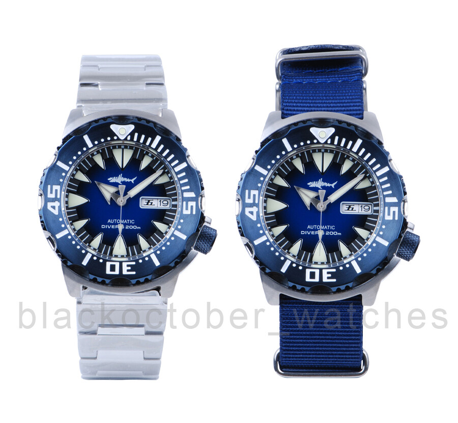 Heimdallr Sharkey Ocean Monster PVD BLUE NH36 Day Date Automatic 200m Dive Watch