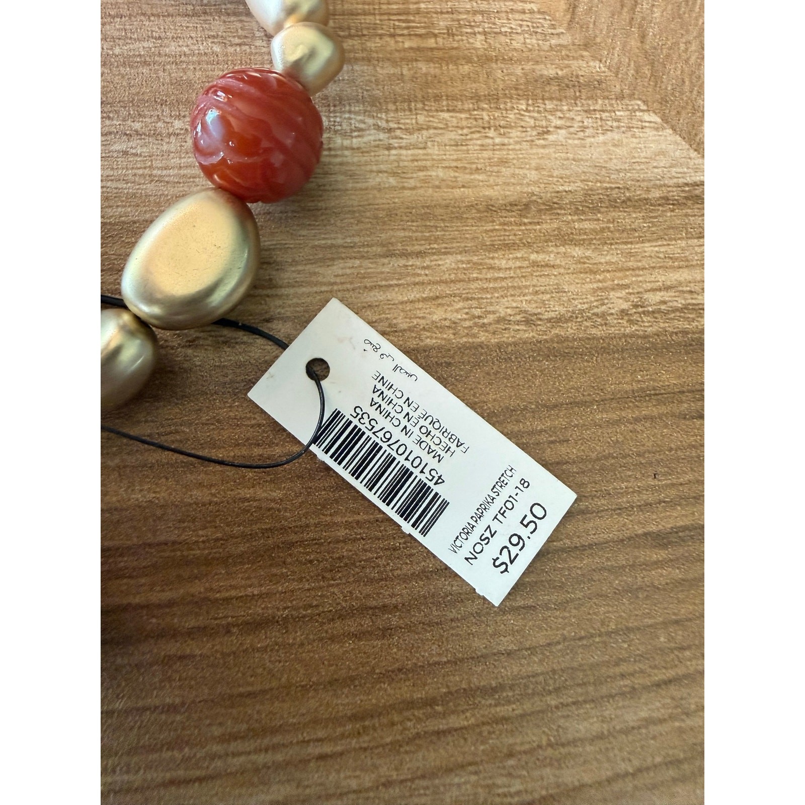 NWT Chico’s Victoria Paprika Stretch Beaded Tassel Bracelet