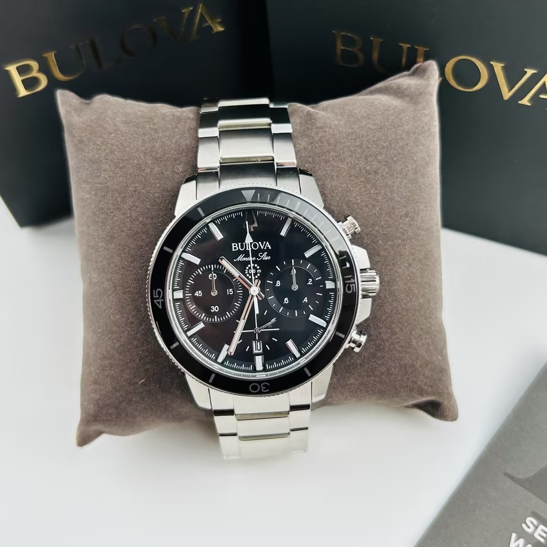 Bulova Marine Star Series C 96B272 Black Dial Chronograph Men’s Quartz Watch New
