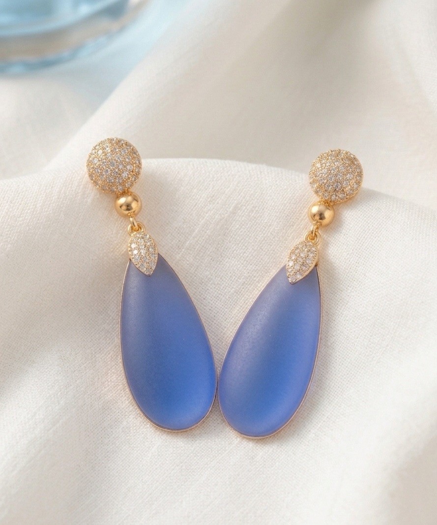 Art Deco Lucite Solanales Earrings Museum Gold Teardrop VTG Court Boho Crystal