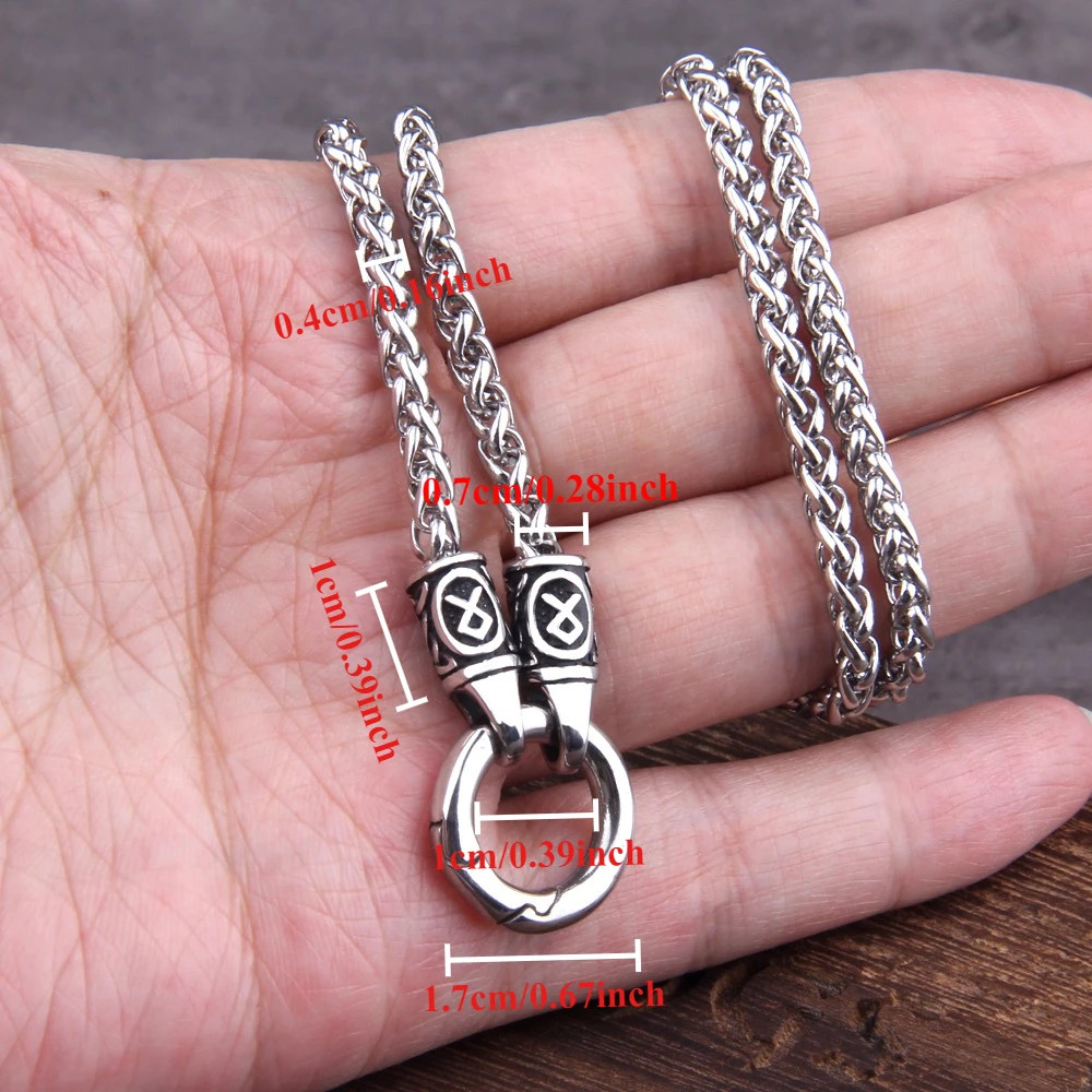 Viking Necklace Nordic Rune Open Round Clasp Pendant Stainless Steel Gift New