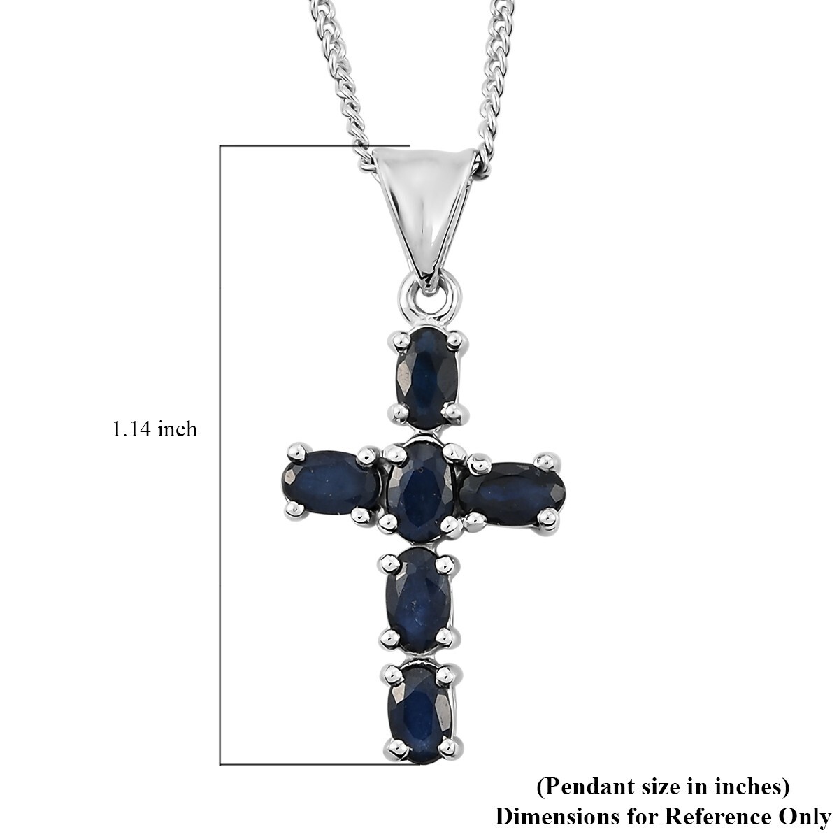 Diffused Blue Sapphire Cross Pendant Necklace 925 Silver Religious necklace