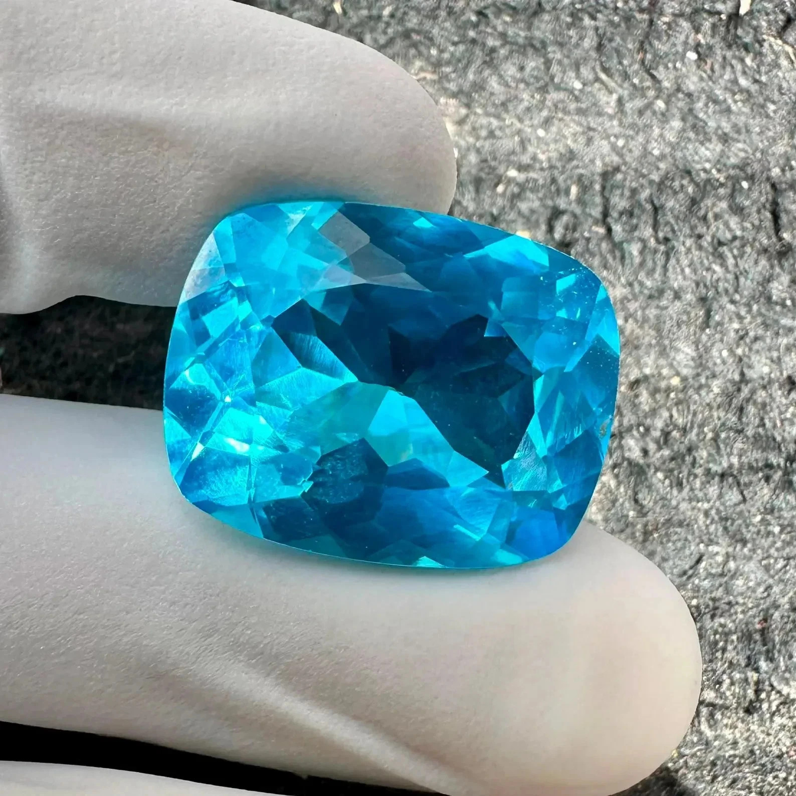 Natural Certified Neon Blue Paraiba Tourmaline 42.66 Ct Cushion Cut Loose Gems A
