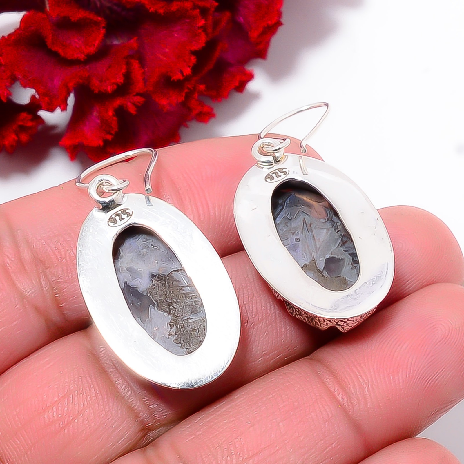 Turkish Stick Agate – Turkey Handmade 925 Sterling Silver Earring 1.72″ E103813
