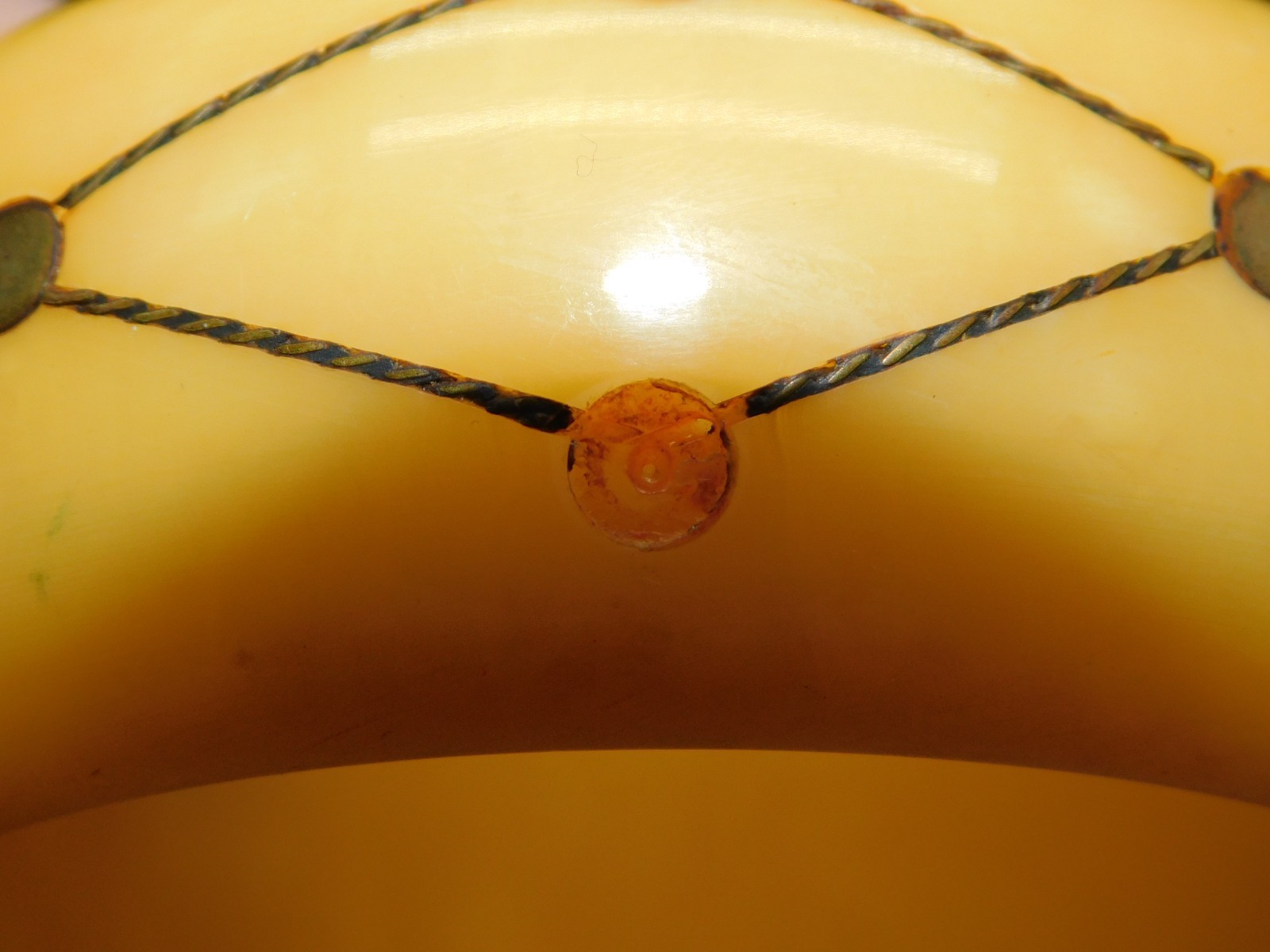 1930’s Butterscotch Bakelite Bangle Brass Injection Dot Bracelet