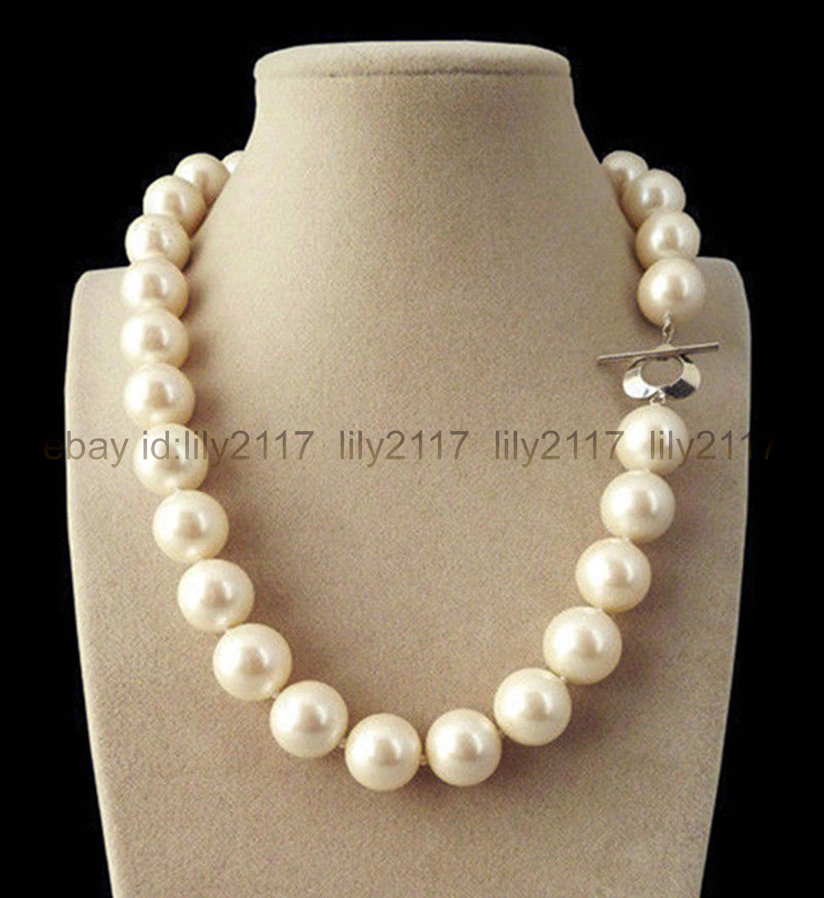 Genuine 14mm White South Sea Shell Pearl Round Beads Necklace 18” AAA