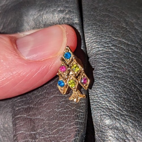 Single Pierced Earring Yellow Gold Plated Multi Gemstone TREE