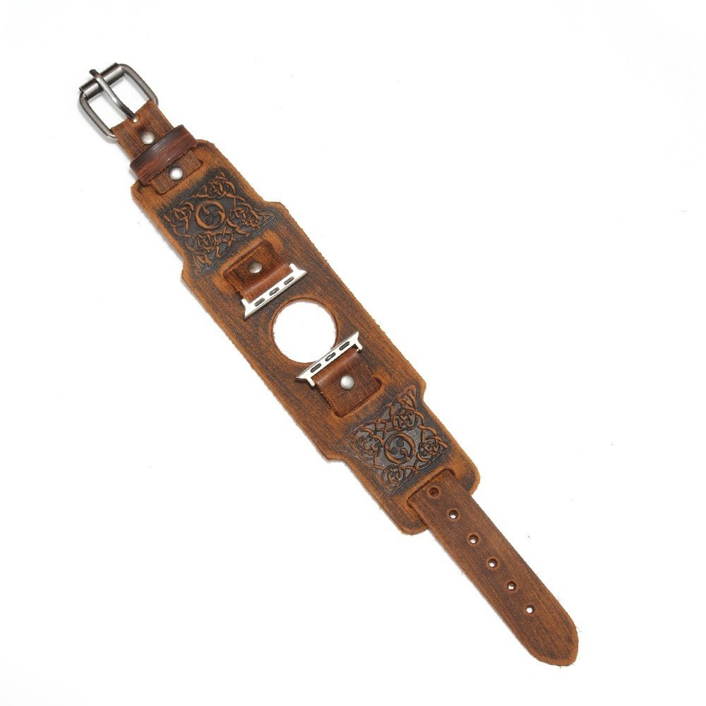 Wide Leather Cuff Band Compatible with Apple Watch 38 40 41 42 44 45 49mm
