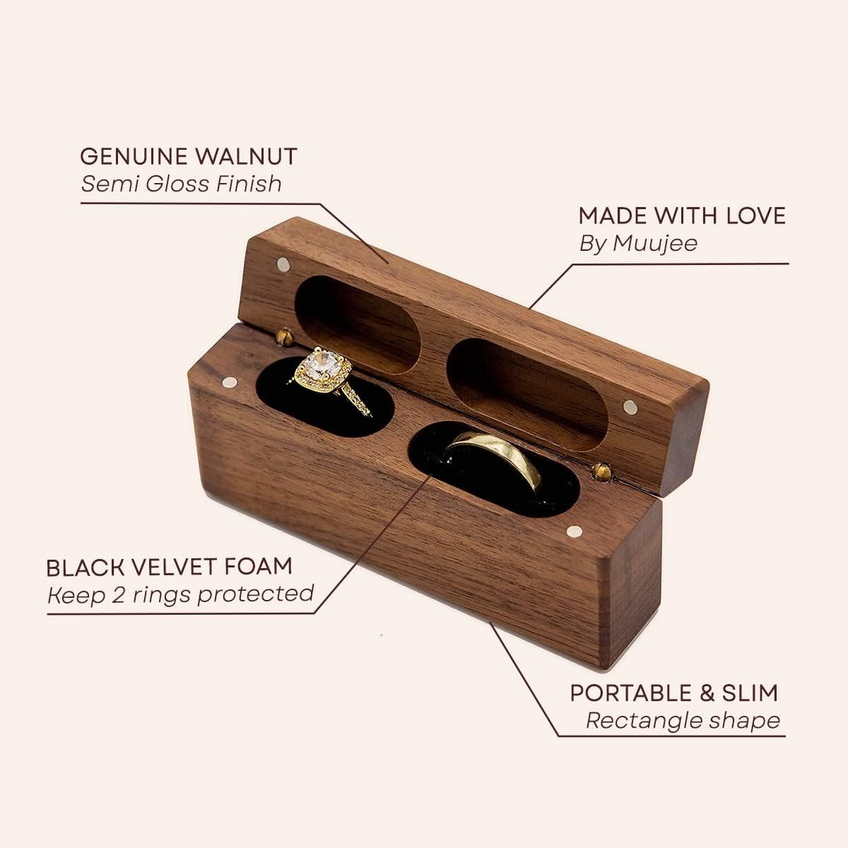 Slim Wooden Ring Case for Wedding – Ring Bearer Box