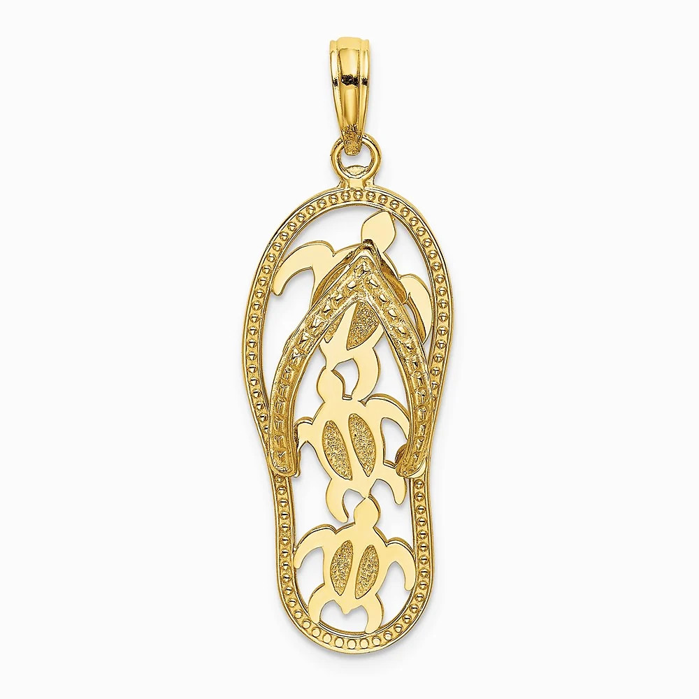 10K / 14K Yellow Gold Triple Turtle Flip-Flop Charm