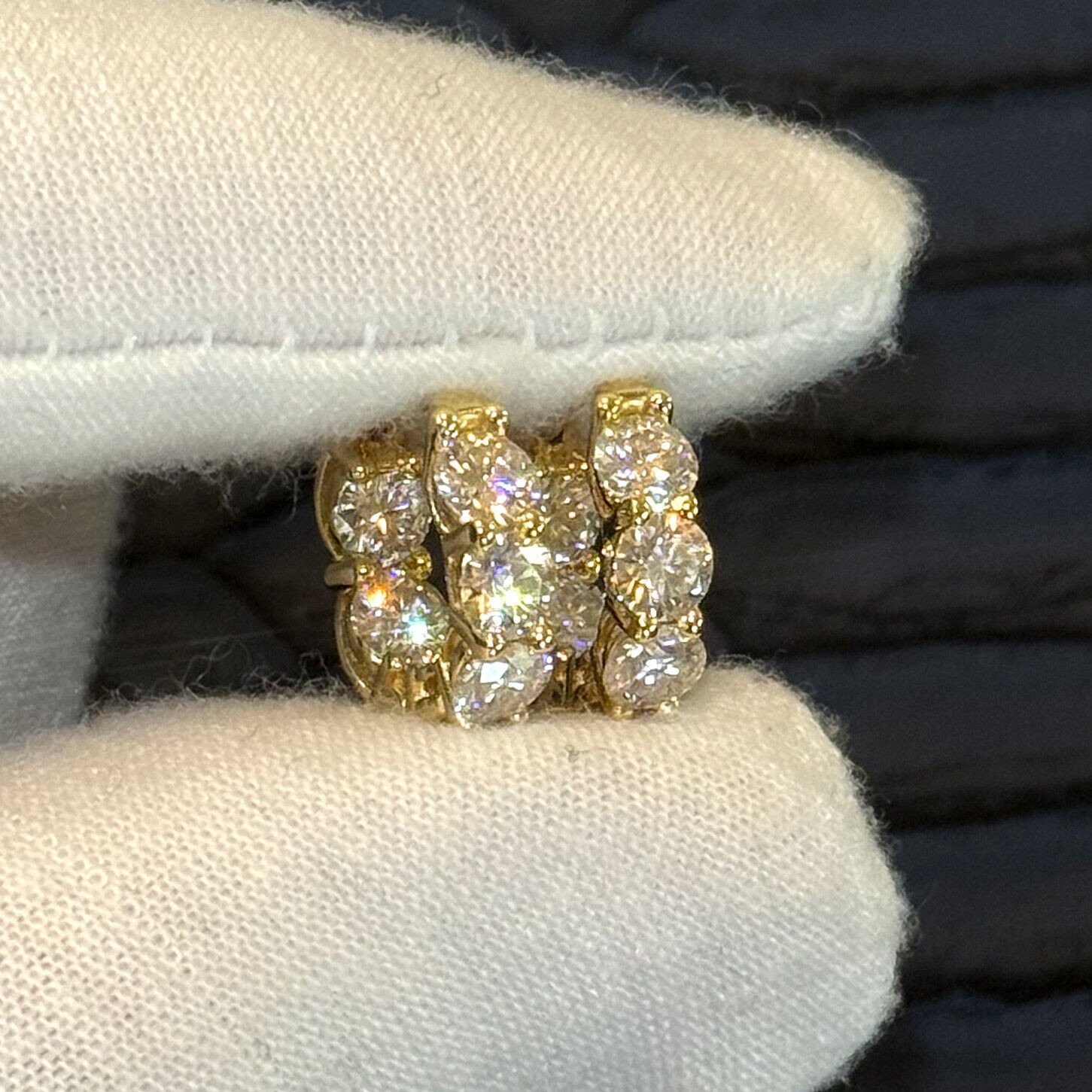 3.00 CTW Certified VVS1 Moissanite Hoop Earrings Huggies – 925 Silver 14K Gold