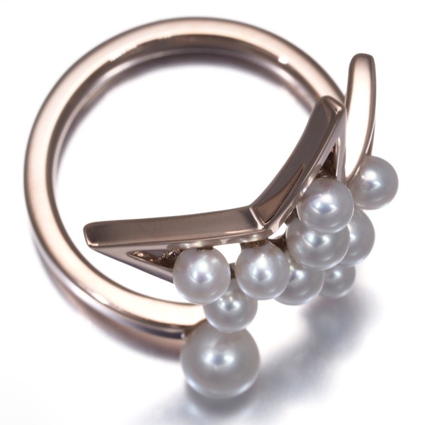 Auth TASAKI Ring Akoya Pearl Abstract Star US6-6.25 18K RG