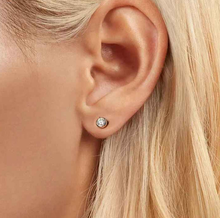 925 Sterling Silver Classical Round 0.1 CT moissanite Stud Earrings For Women