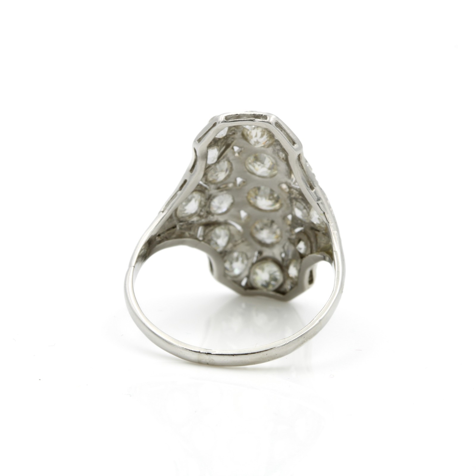 Art Deco Die Struck Platinum Old European Cut Diamond Size 8.5 Ring #E110498-4