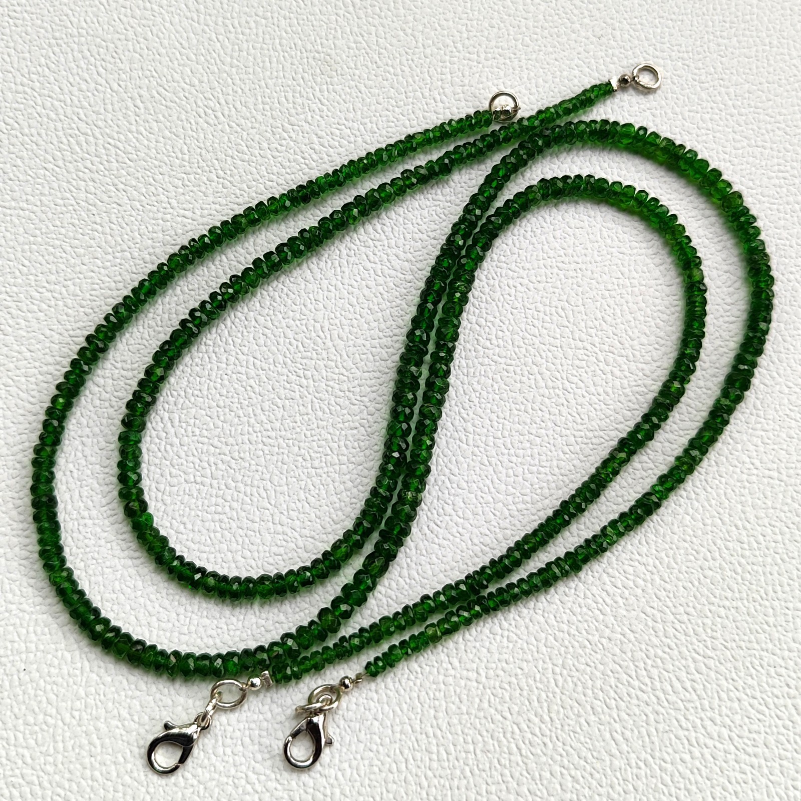 Chrome Diopside Faceted Rondelle Beads 16.5″ Necklace 3.5-4.5mm Gemstones