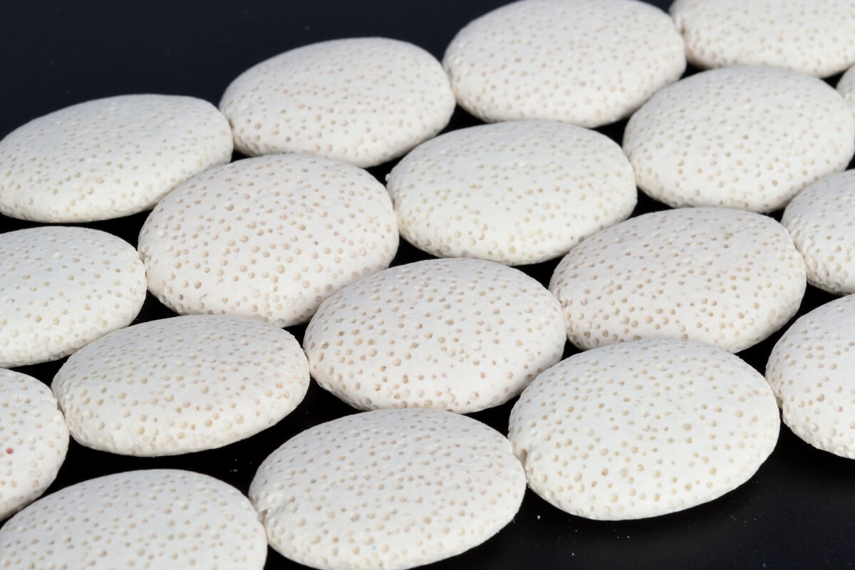 26x19MM White Volcanic Lava Flat Oval Grade AAA Natural Loose Beads