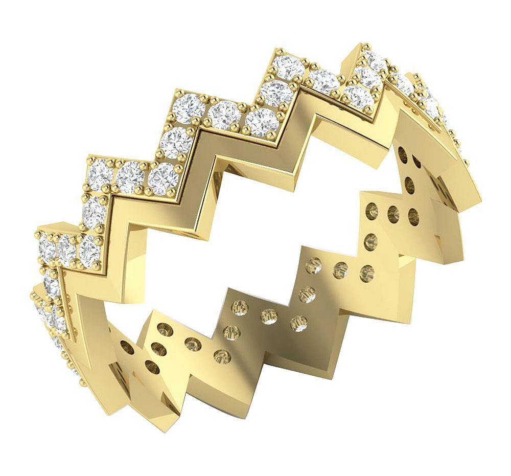 ZigZag Eternity Ring Natural Diamond I1 G 0.80 Carat 14K Yellow Gold 6.70 MM