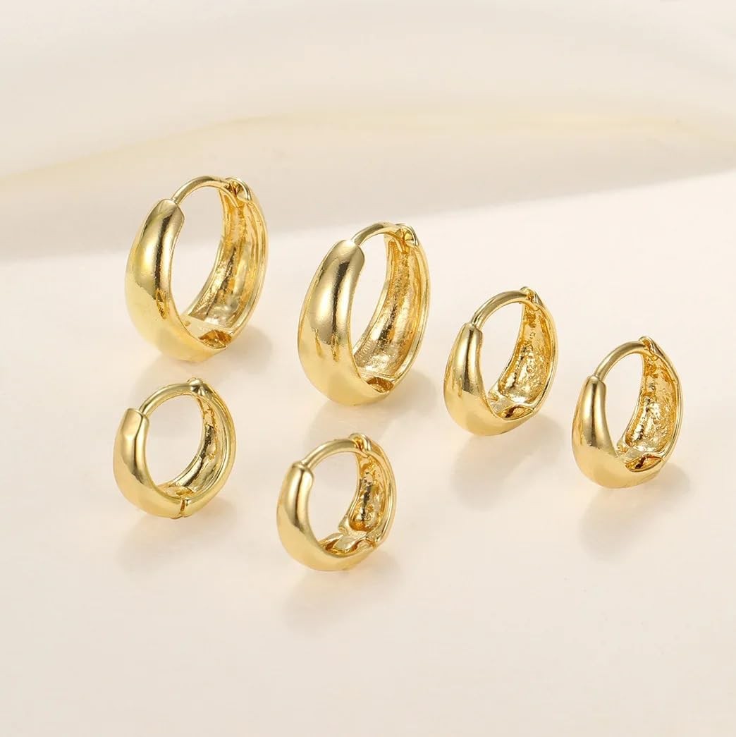 3Pairs Gold Hoop Earrings Set for Women Small, Medium, Large, – 3 Pairs