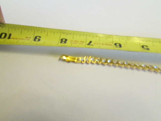 Vintage Tennis Bracelet Faceted Crystals 24KGP AGS J-9