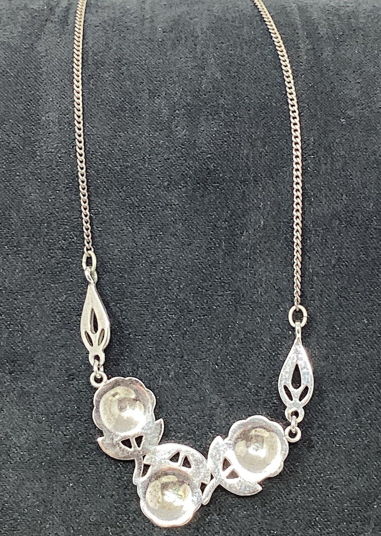 Sterling Marcasite Rose Necklace With 16” Chain Valentines