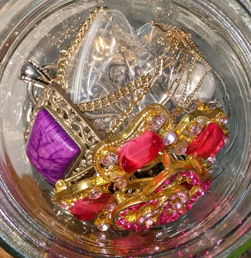 Curated Mystery Jewelry Jar Of Pre Loved Wearable Pieces 1960s-Now, W/Sterling