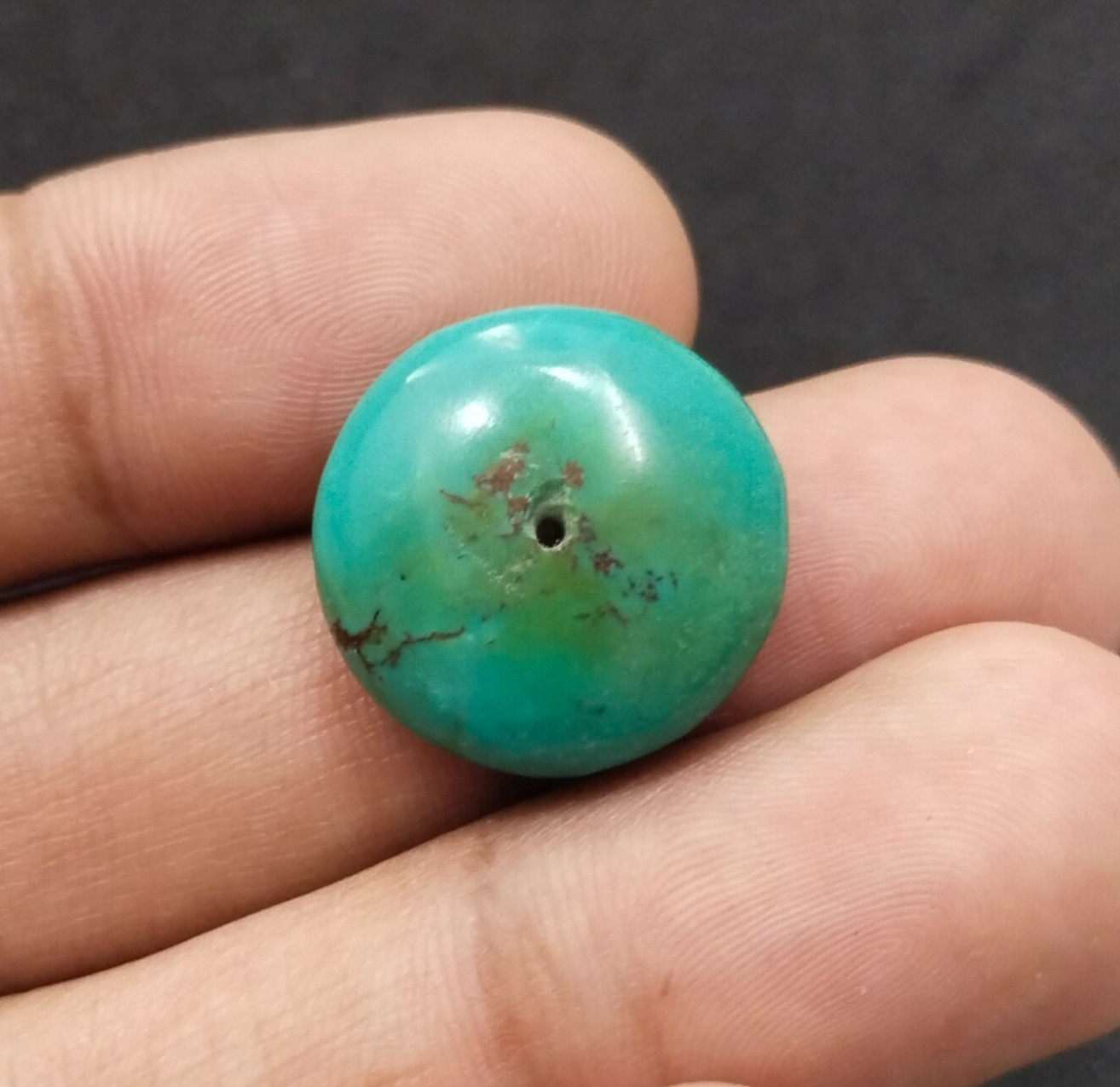 Tibetan Turquoise Round Tyre Beads, Undyed Gemstone, Handmade Loose Beads 19x8mm