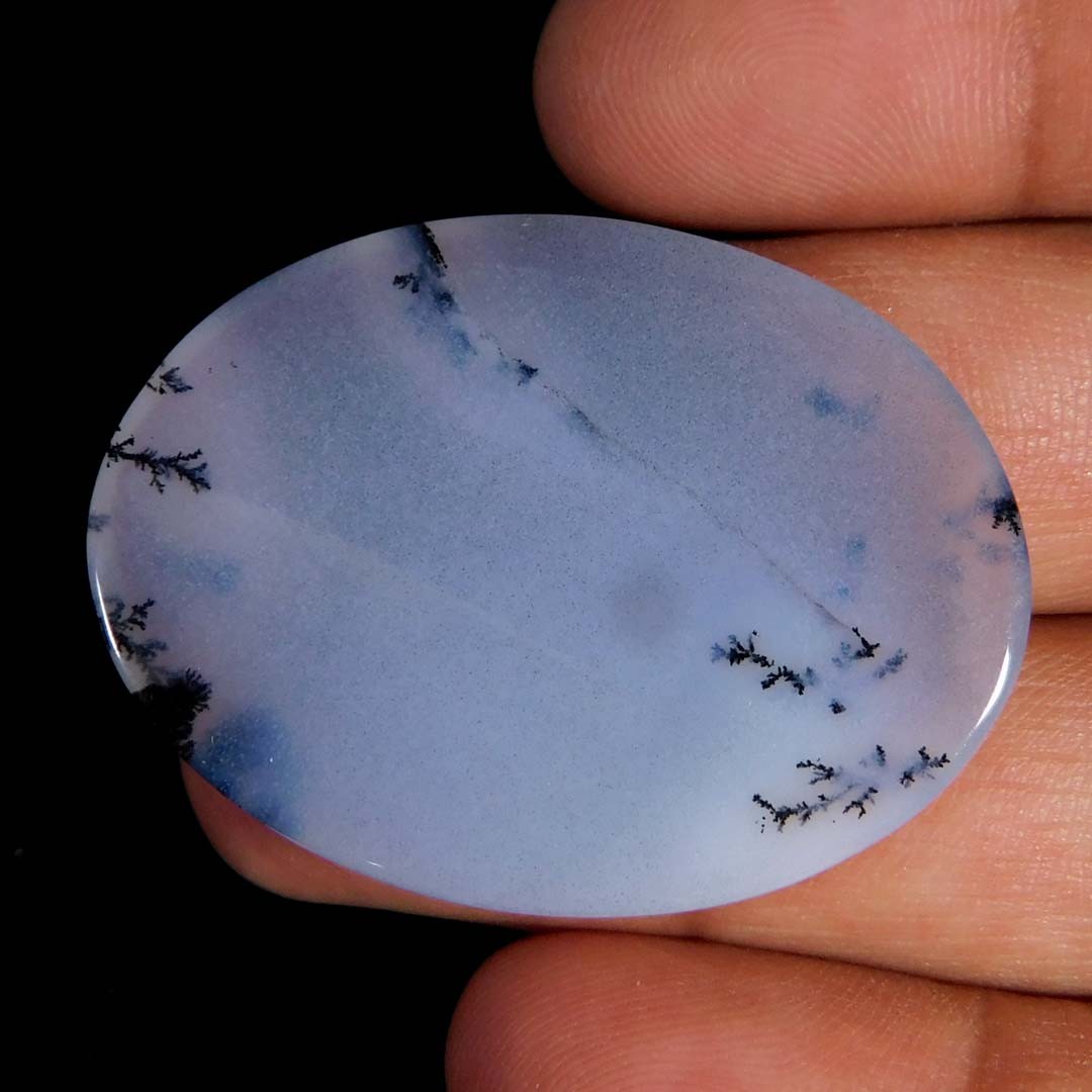 51.15Cts. Natural Incredible Dendritic Opal Oval Cabochon Reiki Healing Gemstone