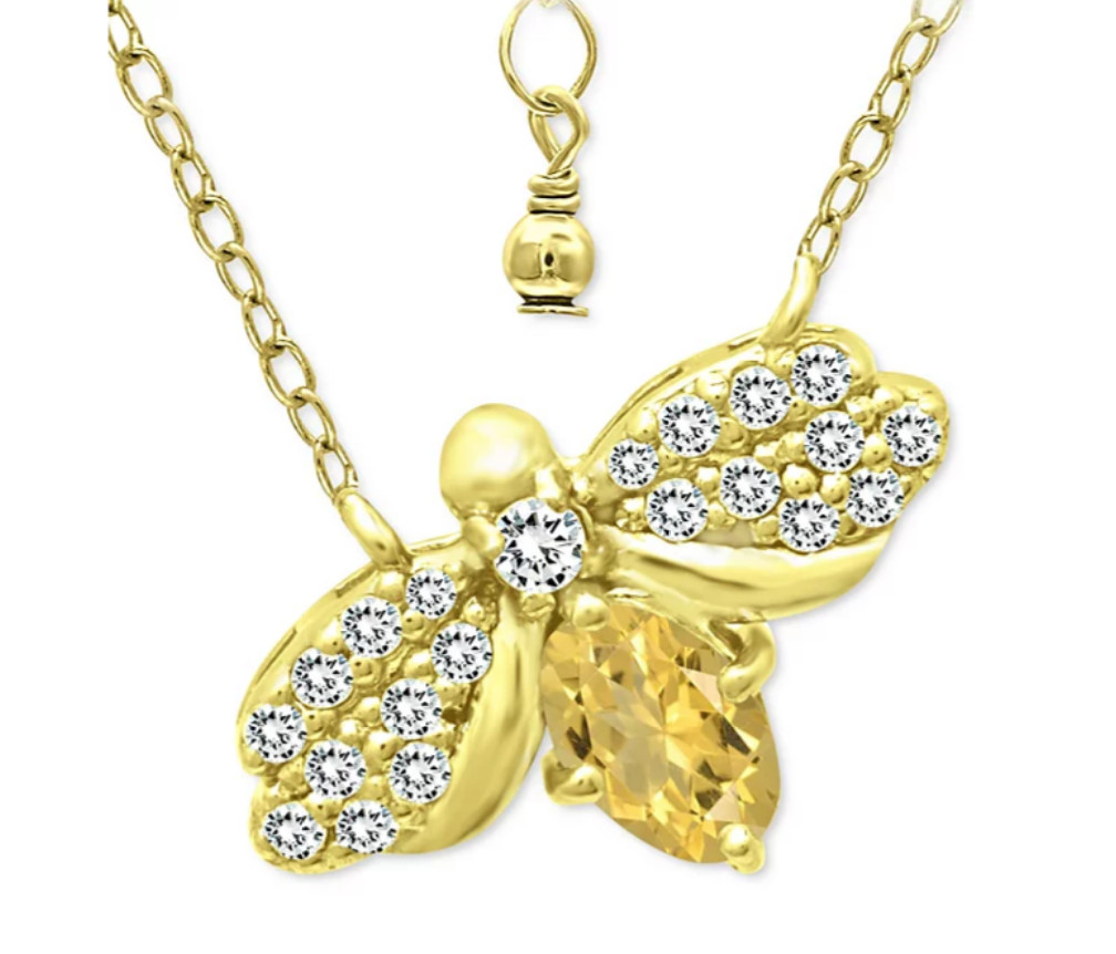 Giani Bernini Cubic Zirconia Bee Pendant Necklace in 18k Gold-Plated Sterling