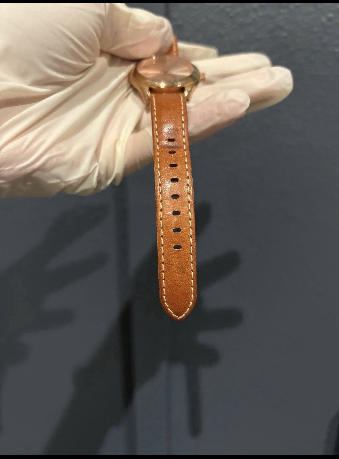 Michael Kors Slim Runway MK3425 Rose Gold Tan Leather Watch Women NEEDS BATTERY