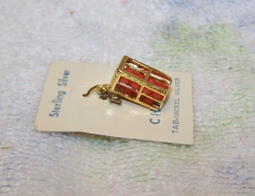 Sterling Silver Charm Vintage Florida Oranges Crate Nickle Tab