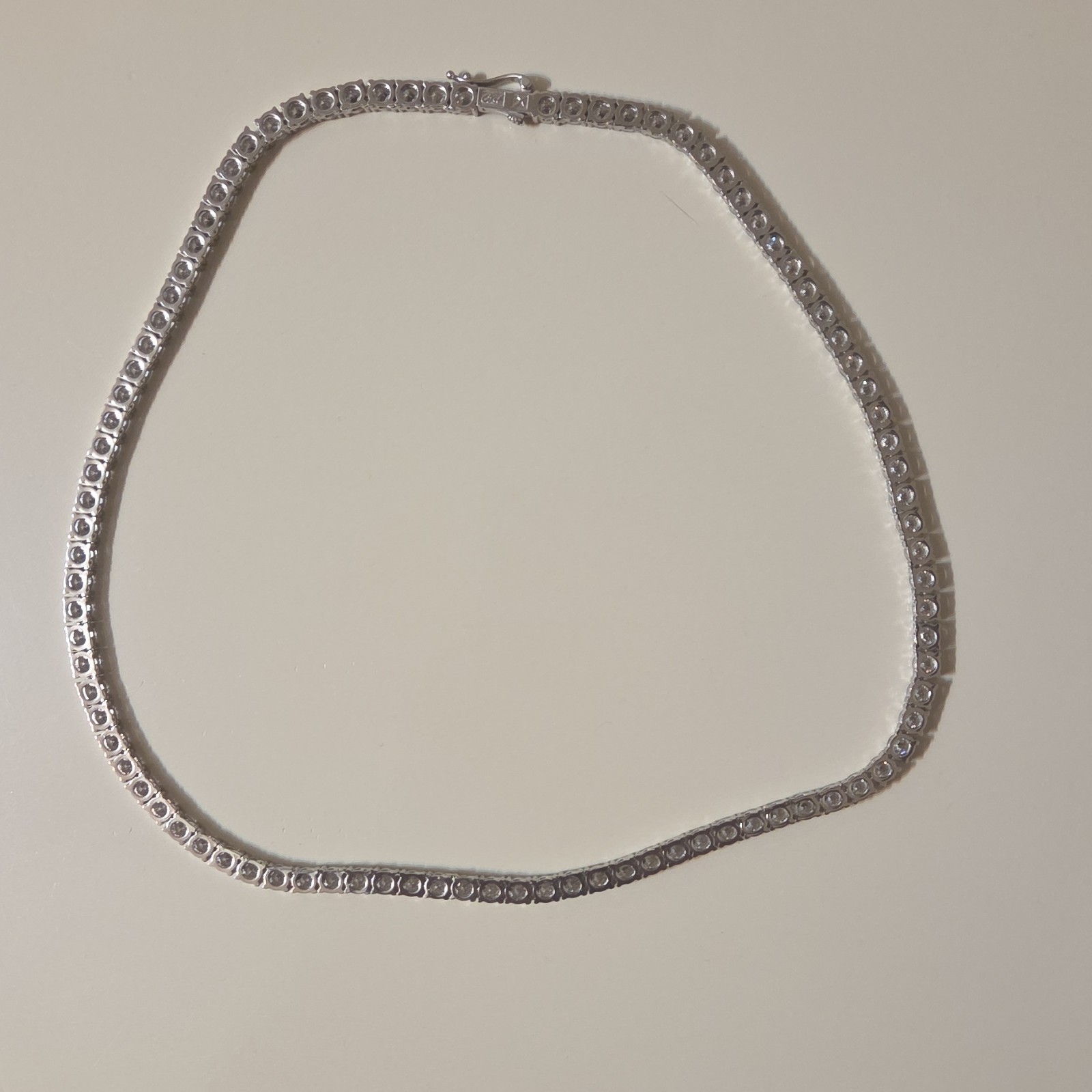 GLD White Gold CZ Tennis Chain, Prong Set, Box Clasp, 5mm, 20 inches