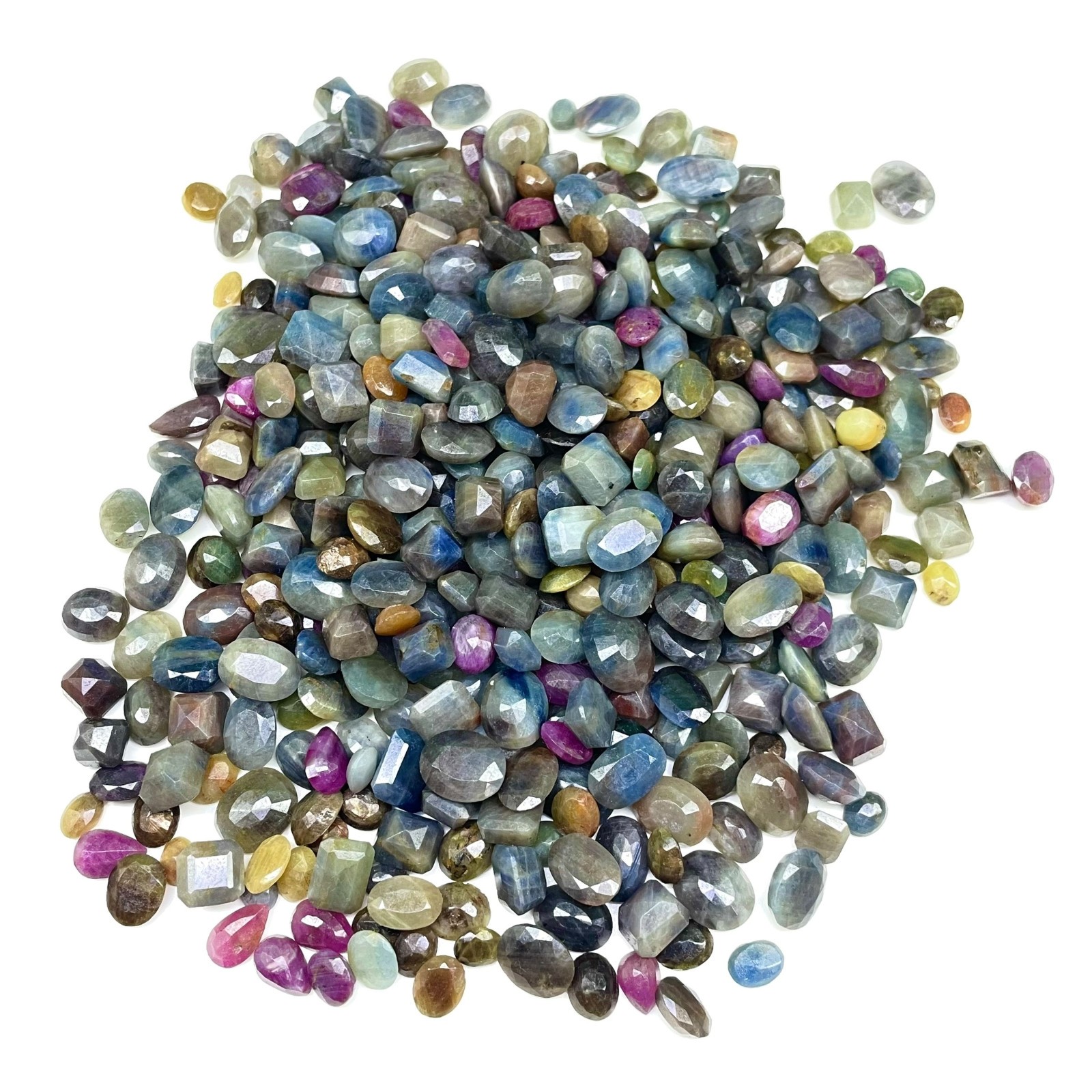 Natural Unheated Multi Color Sapphire Lot 100 Cts Faceted Gemstones 9-15mm 12 Pc