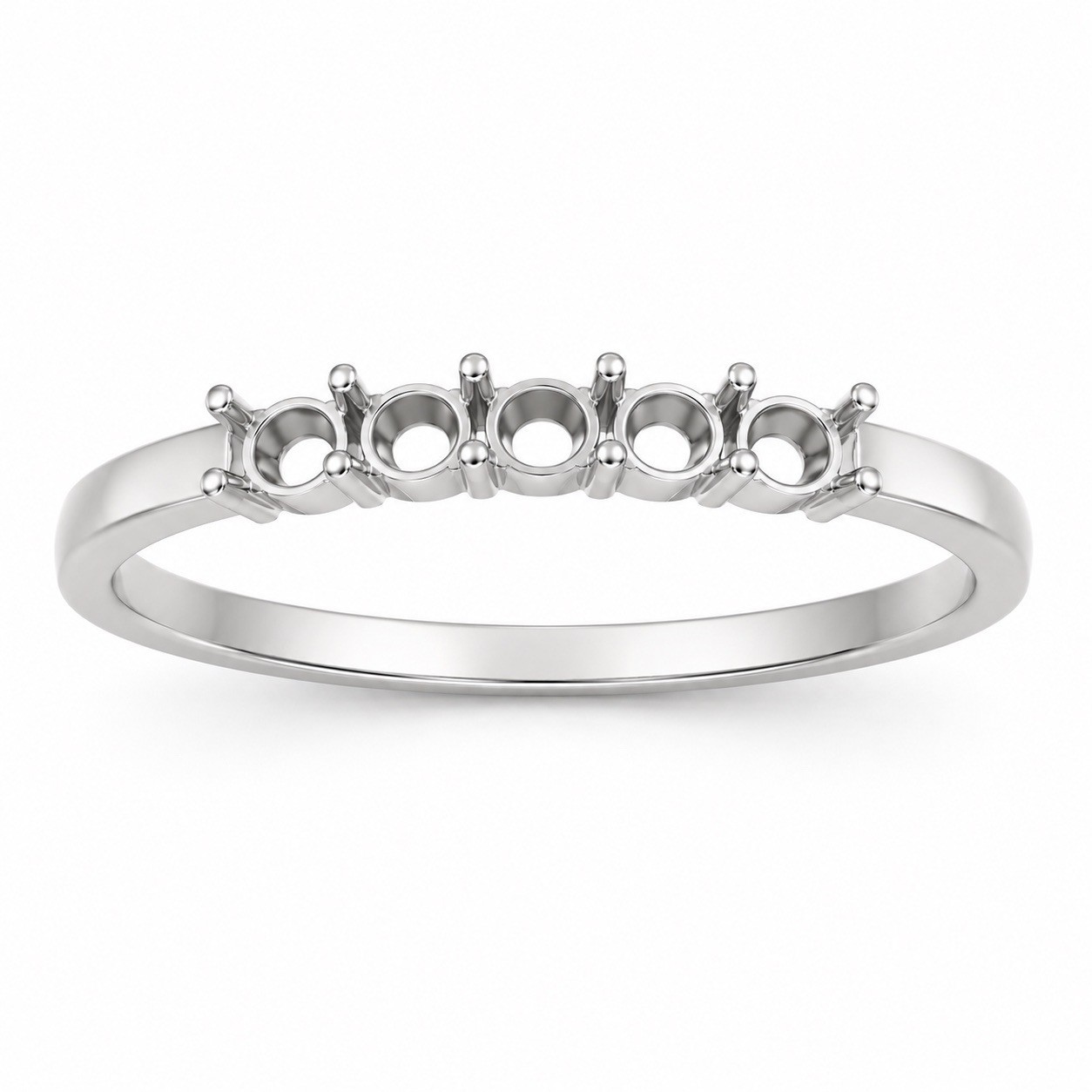Round 2mm to 2.5mm Semi Mount Ring 925 Silver & 14K ,10K Gold Prong Setting