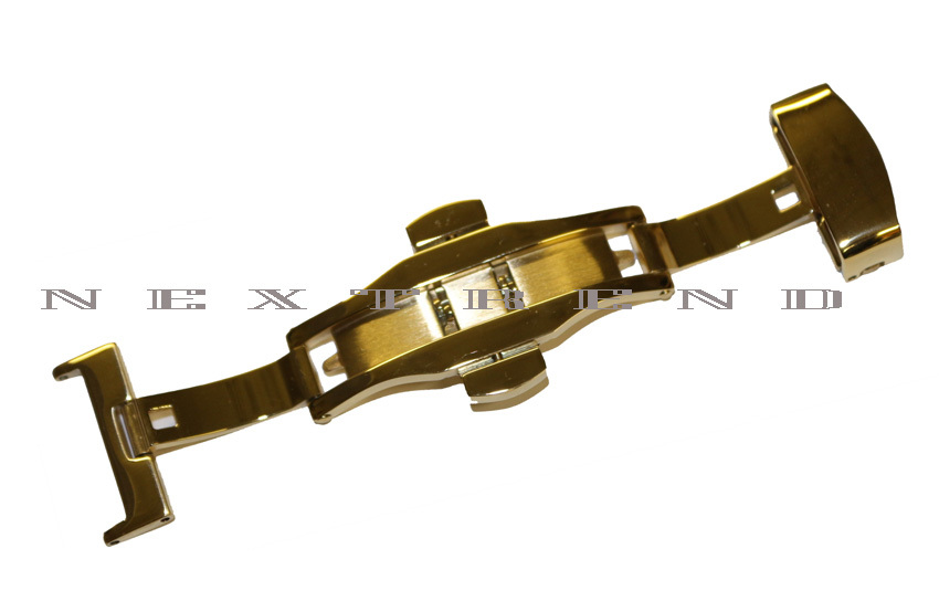 Gold Stainless Steel Butterfly Deployment Clasp Buckle With Push Button