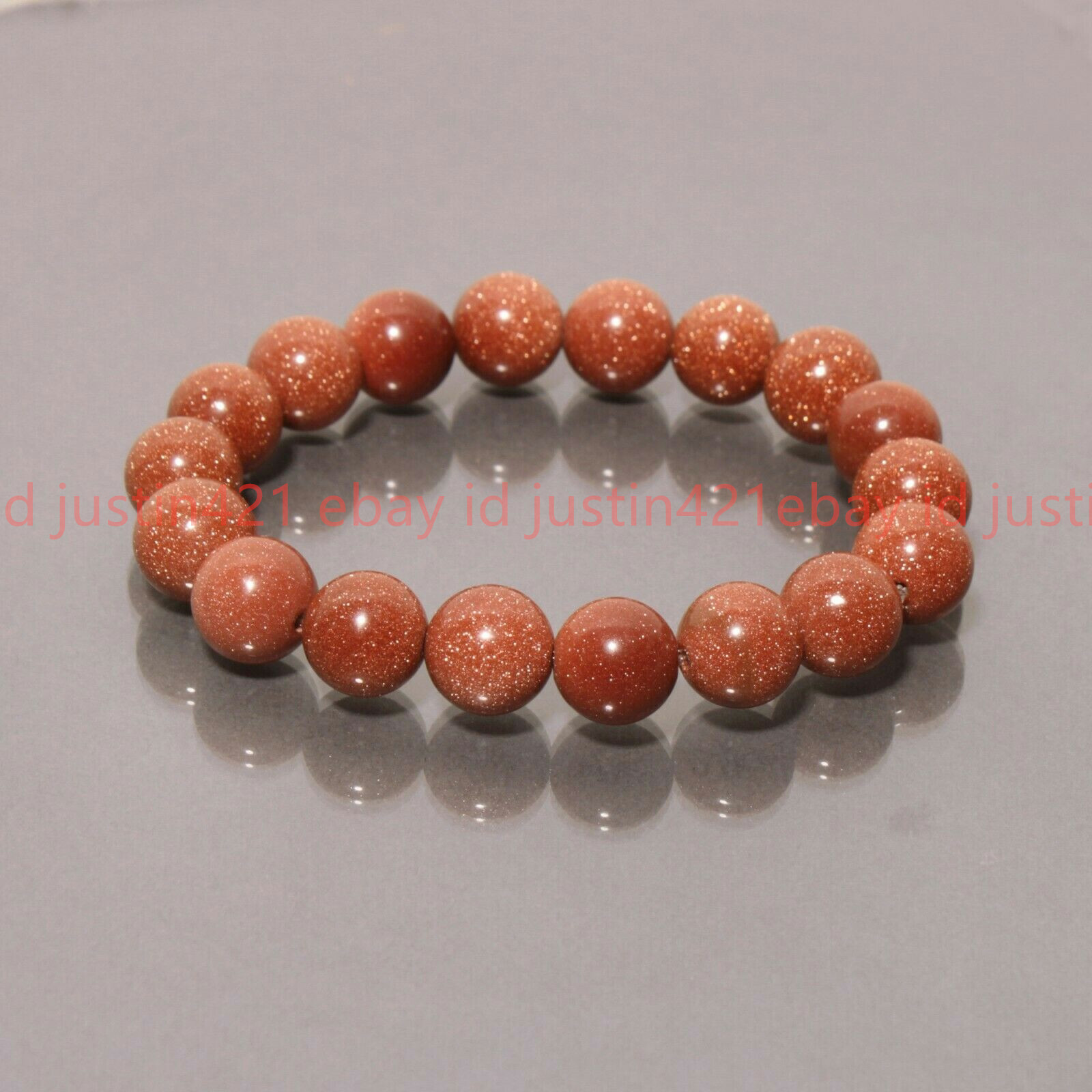 Fashion 8/10/12mm Natural Gold Sandstone Round Gems Beads Elastic Bracelets 7.5″