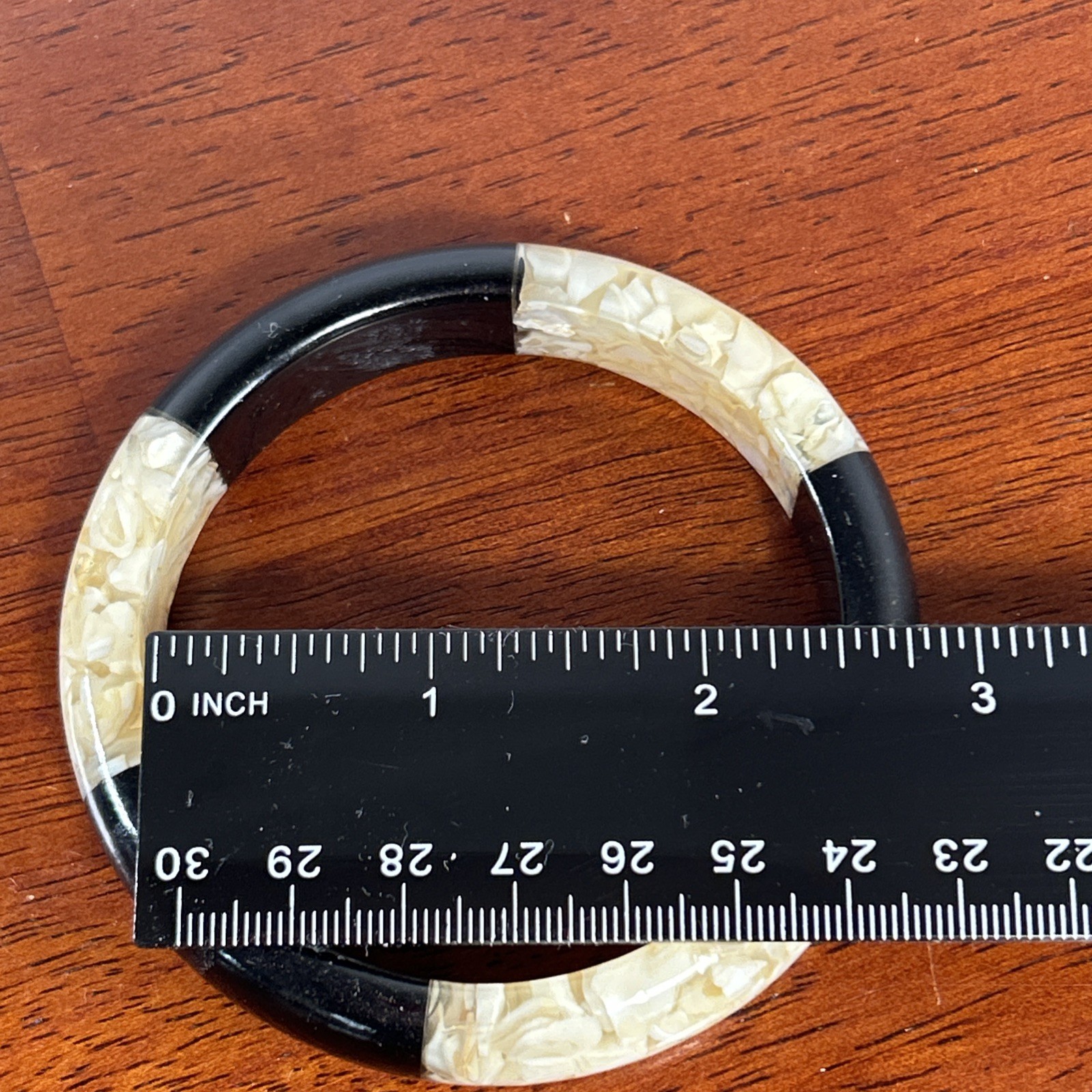 Resin Black Cream Bangle Bracelet Vintage Stackable Retro Boho Fashion Jewelry
