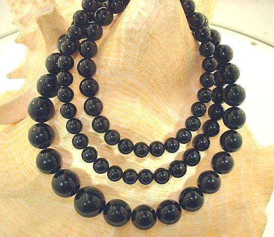 6-12MM GRADUATED ONE-STRAND ROUND GENUINE BLACK CORAL BALL BEAD NECKLACE 25″ #1
