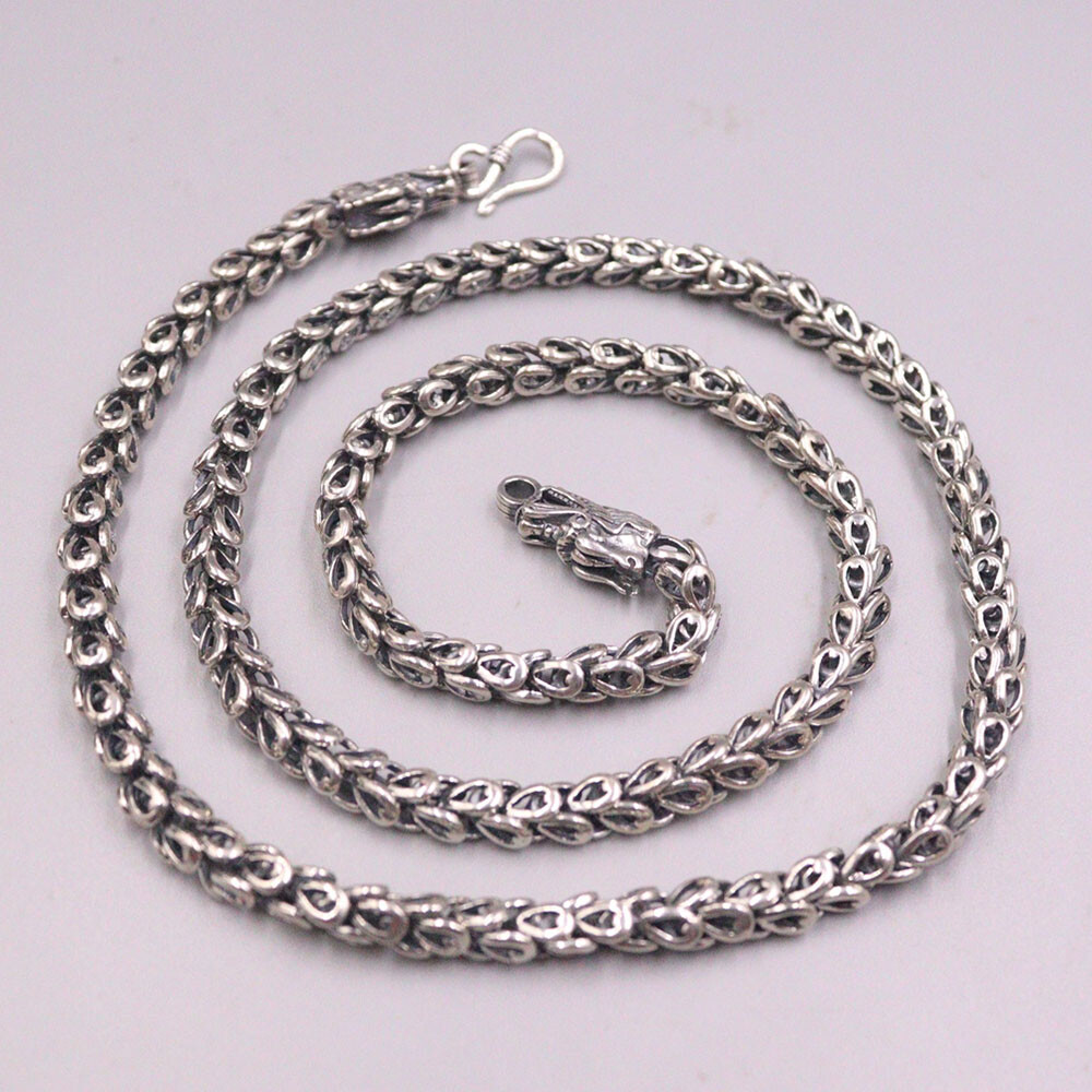 Solid 925 Sterling Silver Chain Dragon Phoenix Tail Link Necklace 57-58g 23.6in