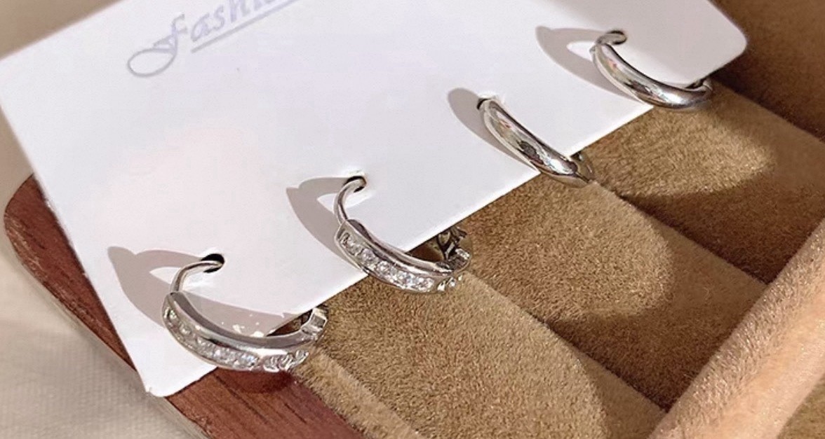 6 Pairs Titanium Steel Earrings Set Gift Box Included Random Style Free Shipping
