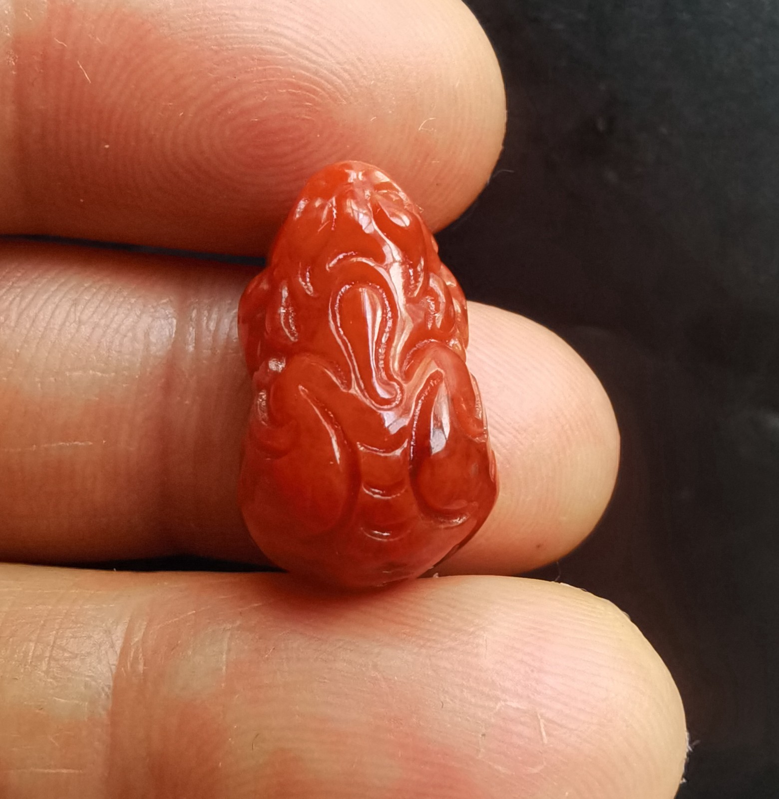 Hollow Rich Pixiu dragon carving red Jade stone pendant,amulet rope necklace