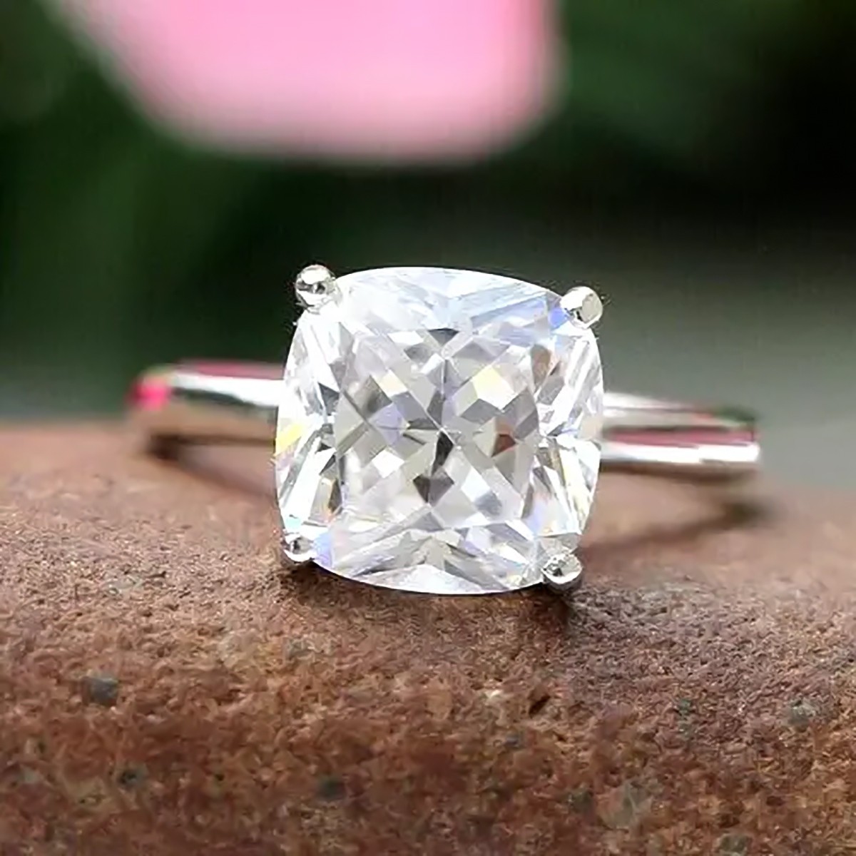 4.55Ct Certified Cushion Cut F VS1 White Diamond 925 Silver Ring For Girlfriend