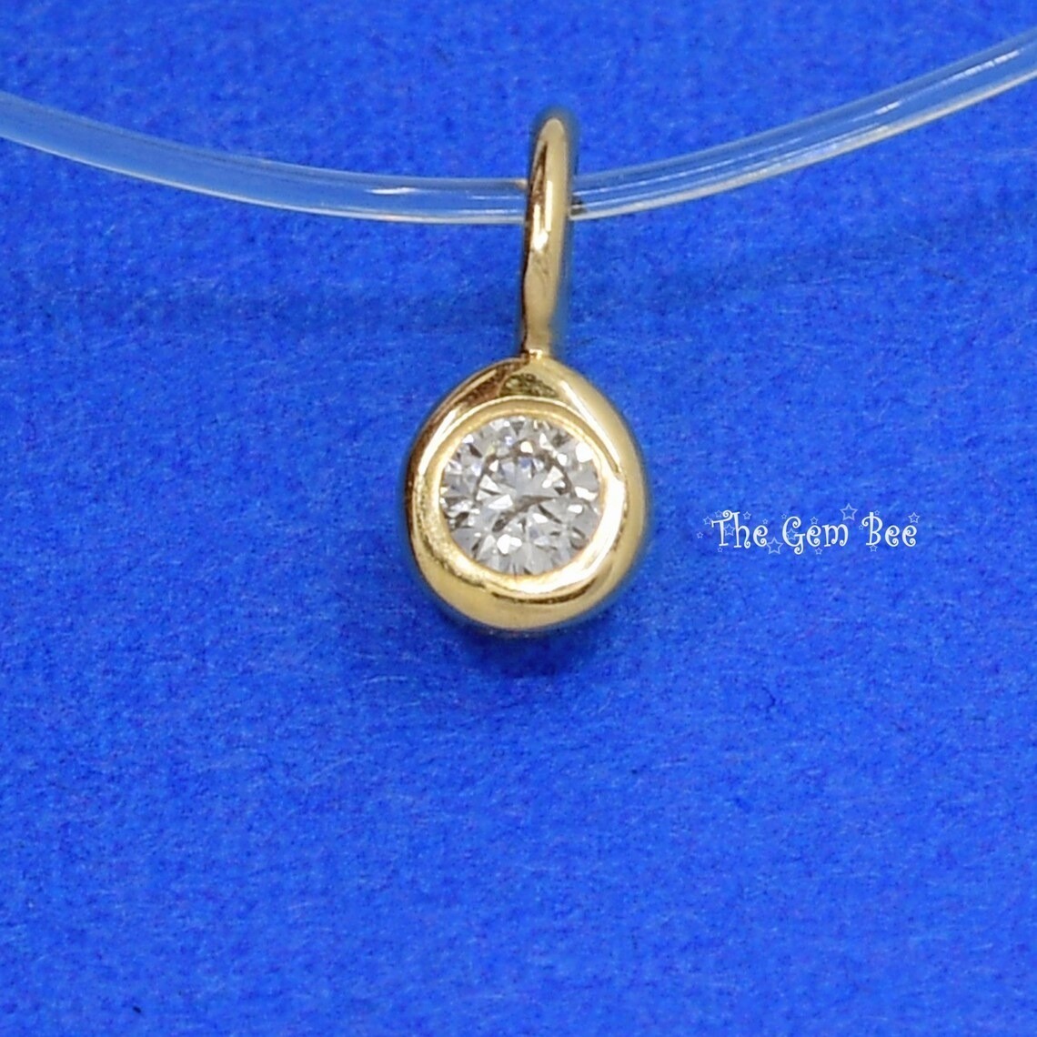 Minimalist 0.05CT 14k Yellow White Thick Gold Round Diamond Bead Charm 3mm hole