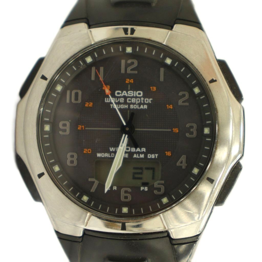 CASIO WVA 620 Wave Scepter Watch Solar Ana Digi Logo Silver GY11 MQ from Japan