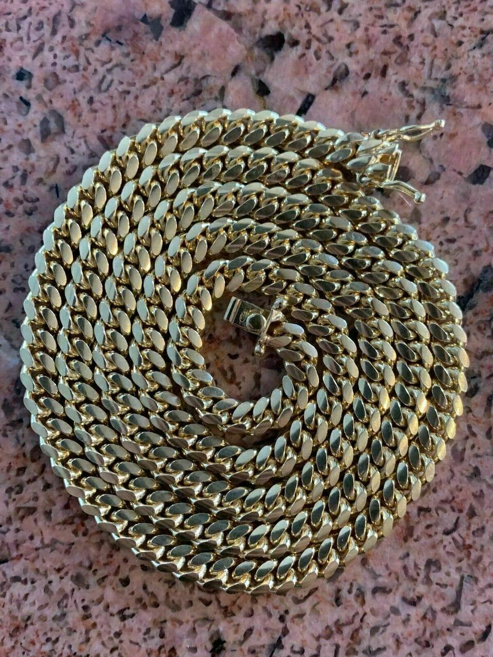 Men’s Miami Cuban Link Chain Bracelet 14k Gold Plated Solid 925 Silver Box Lock